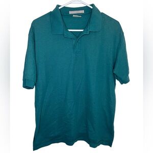 Vintage Levi's Mens Large Teal Blue Short Sleeve Polo Levi's Embroidered Sleeve